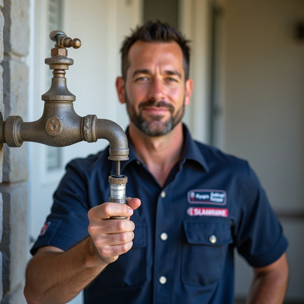 Hard-water scale buildup on a faucet and water heater element in San Marcos