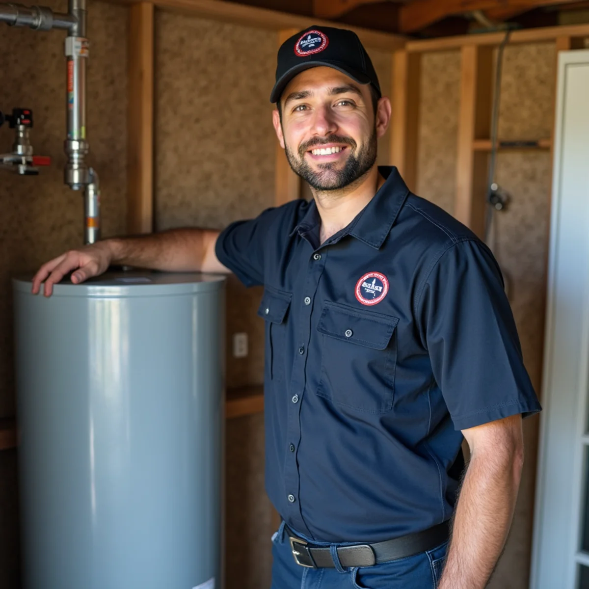 Tankless water heater mounted next to a traditional tank in a San Diego garage