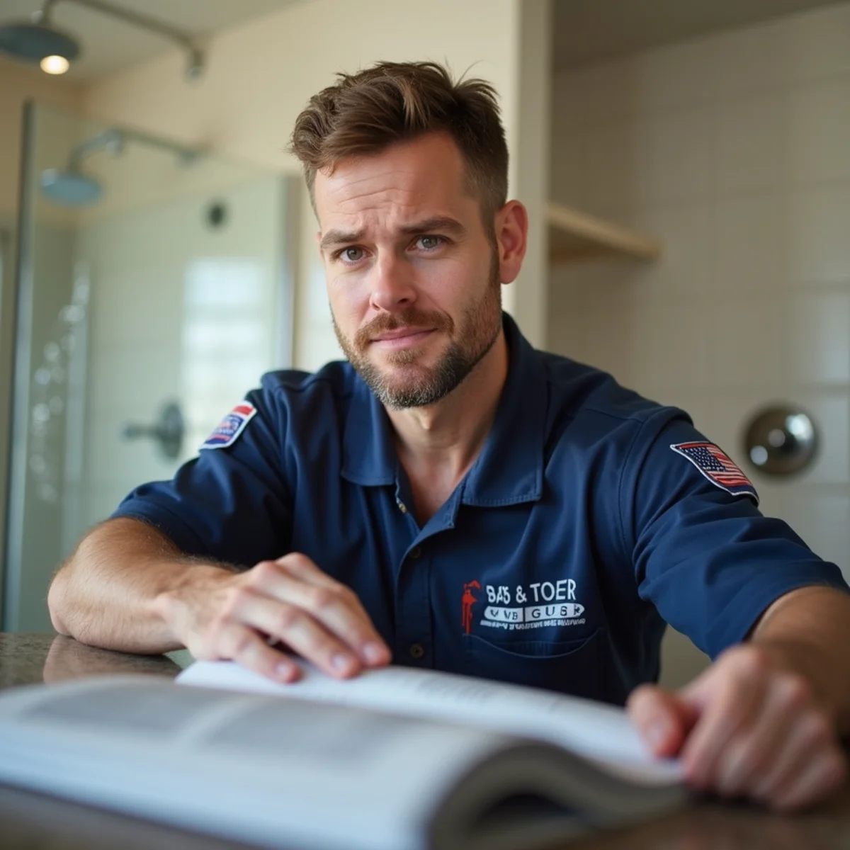 Homeowner testing lukewarm water from a shower fixture