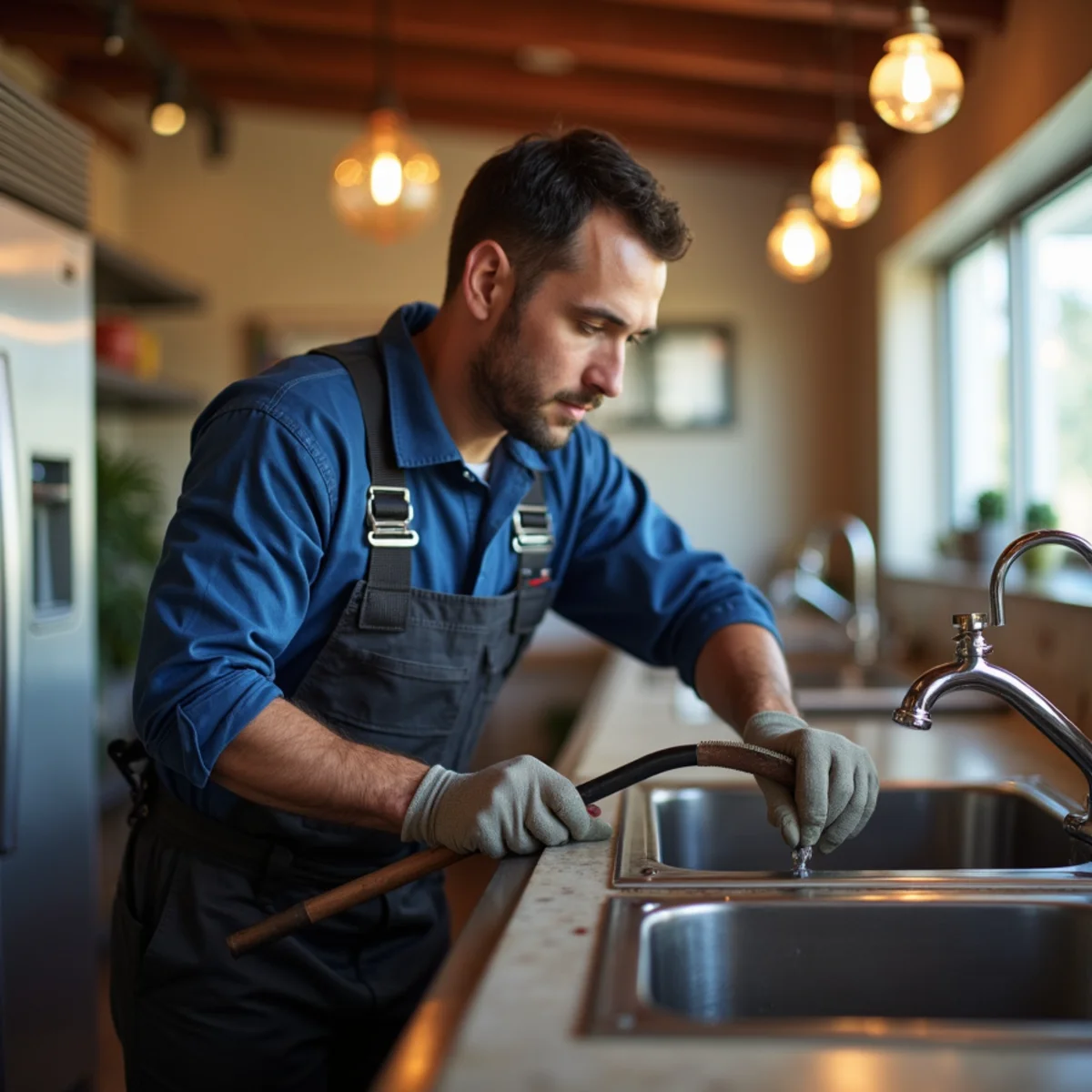 Commercial plumber servicing a San Marcos restaurant kitchen