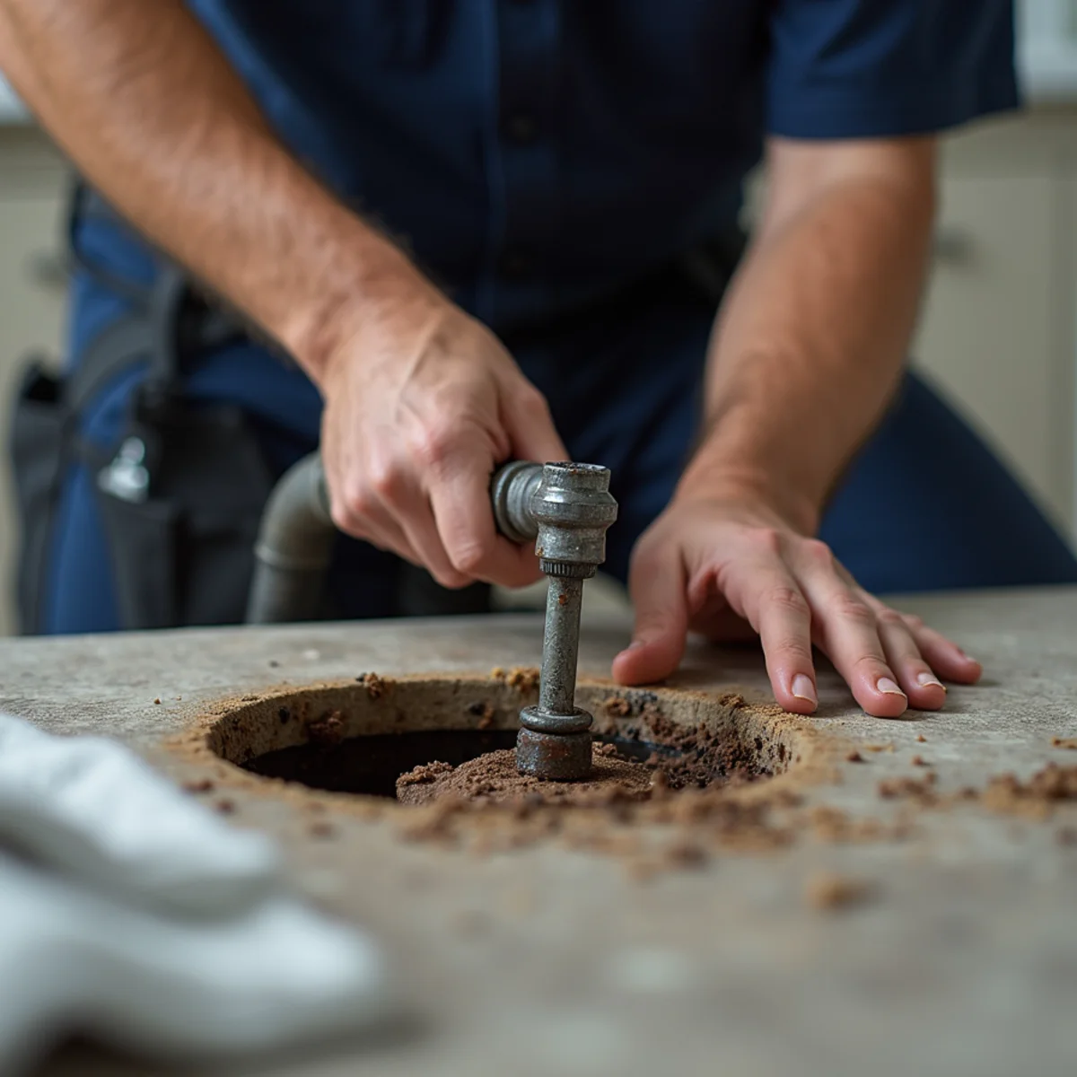 Drain Cleaning service in progress at a San Marcos, CA home