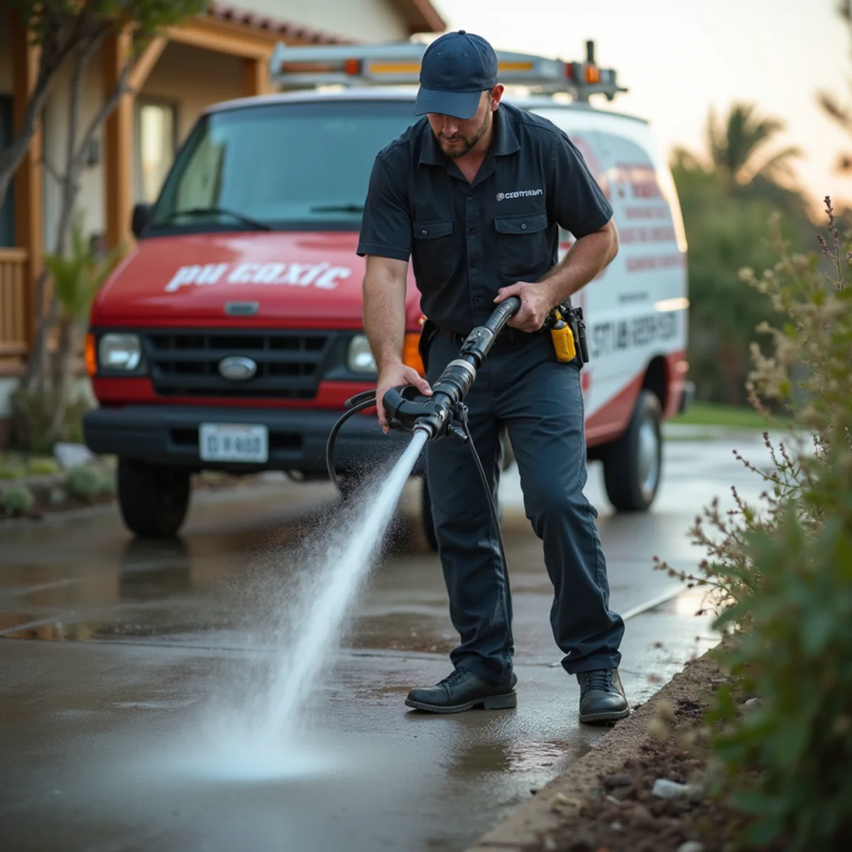 Hydro Jetting service in progress at a San Marcos, CA home