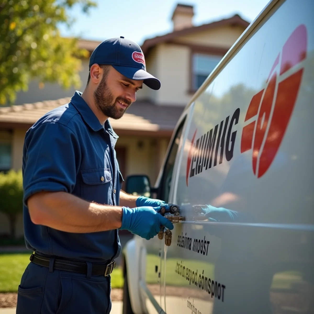 Plumber servicing a historic Circle City home in Corona, CA