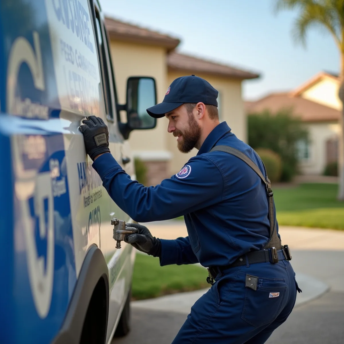 Plumber servicing a master-planned home in Eastvale, CA