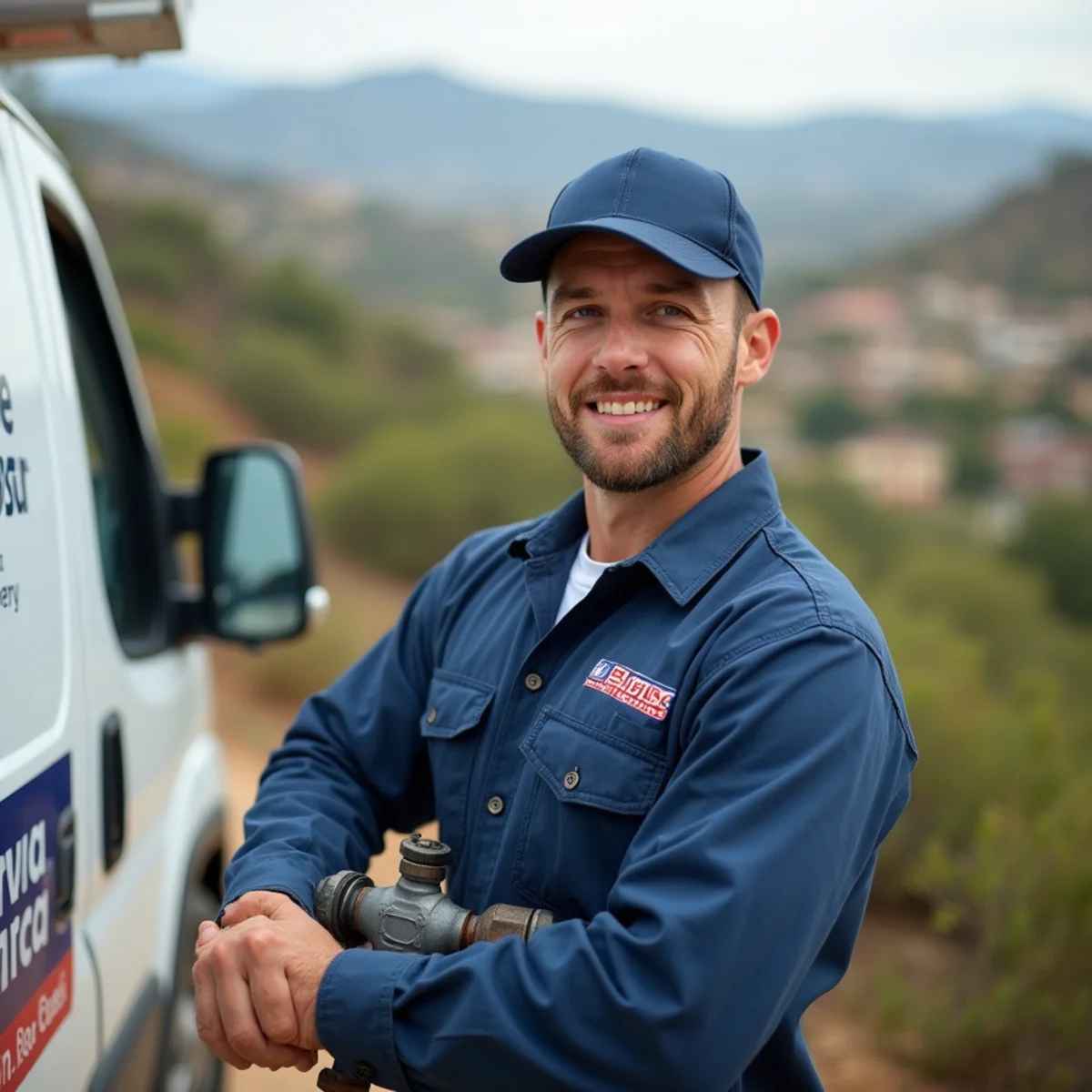 Plumber servicing a hilltop estate in Hidden Meadows, CA