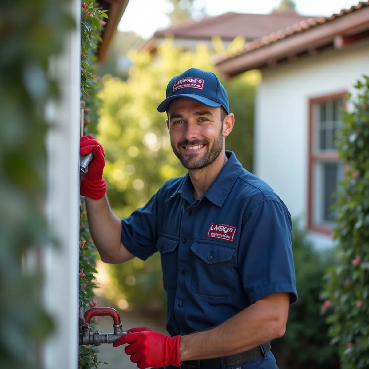 Plumber servicing a canyon cottage in Laguna Beach, CA