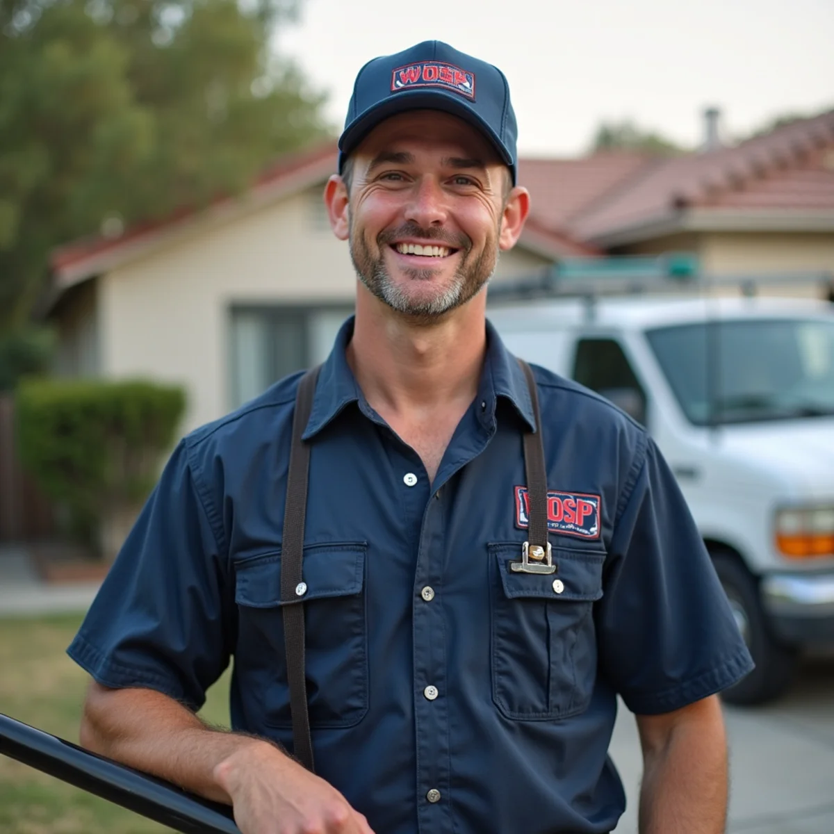 Plumber servicing a 1980s tract home in Moreno Valley, CA