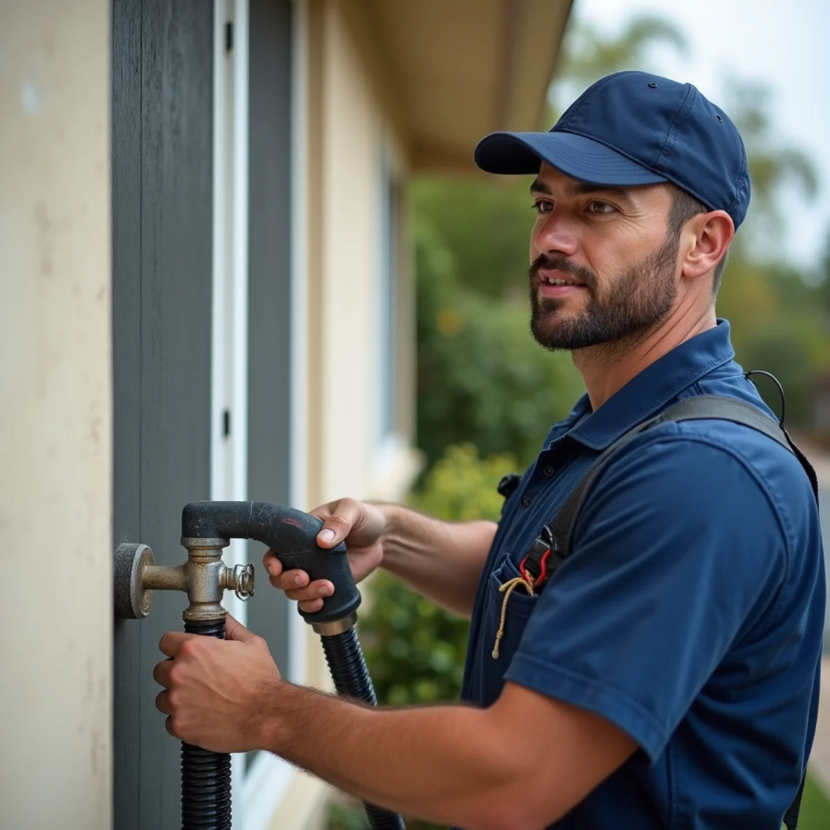 Plumber servicing a valley ranch home in Ramona, CA