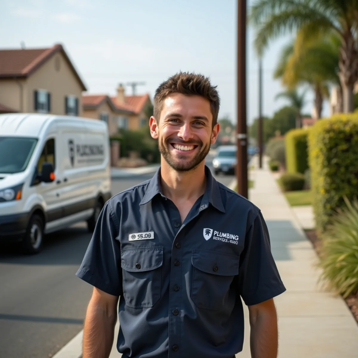 Residential plumbing service in a Riverside, CA neighborhood