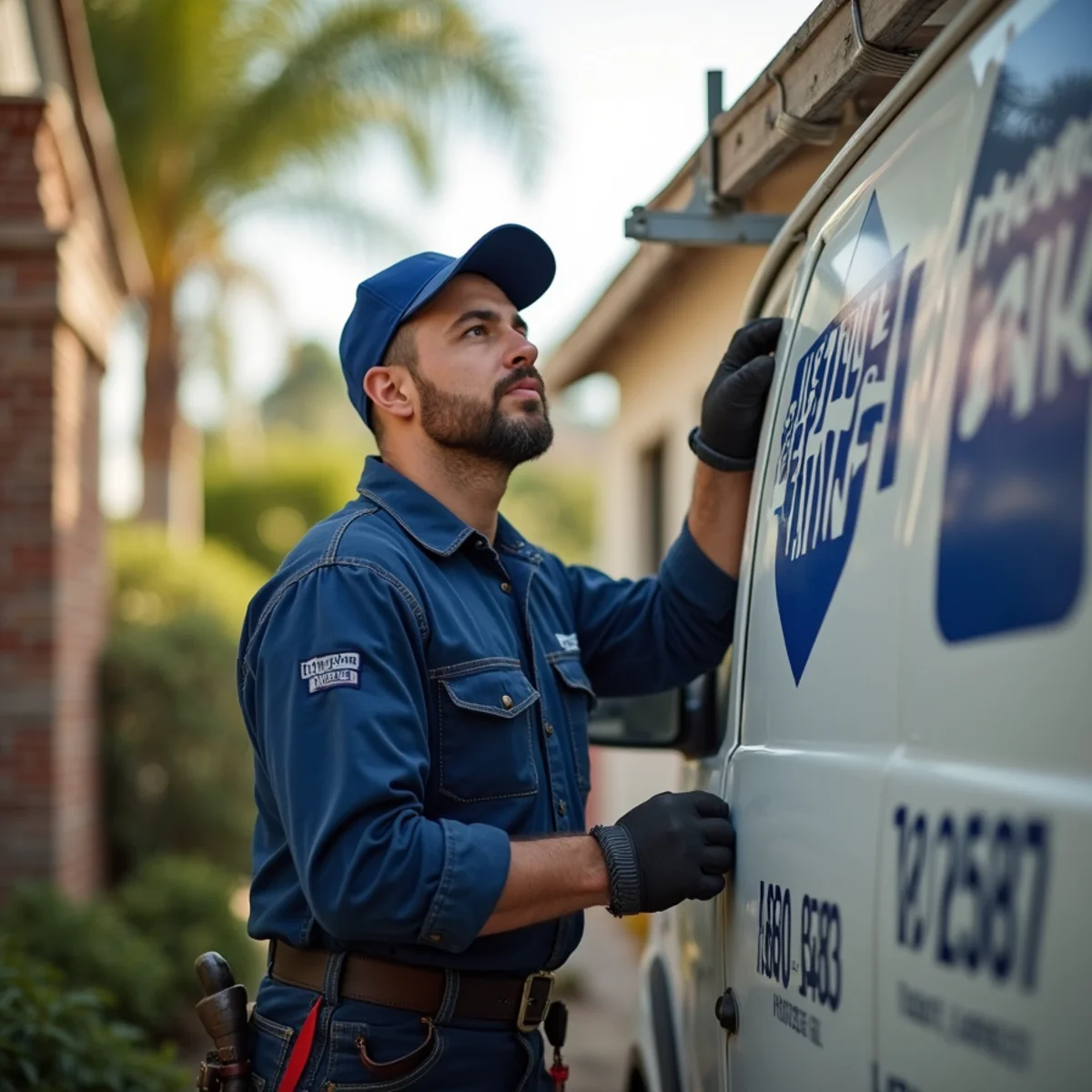 Plumber servicing a historic home near the Mission Inn in Riverside, CA