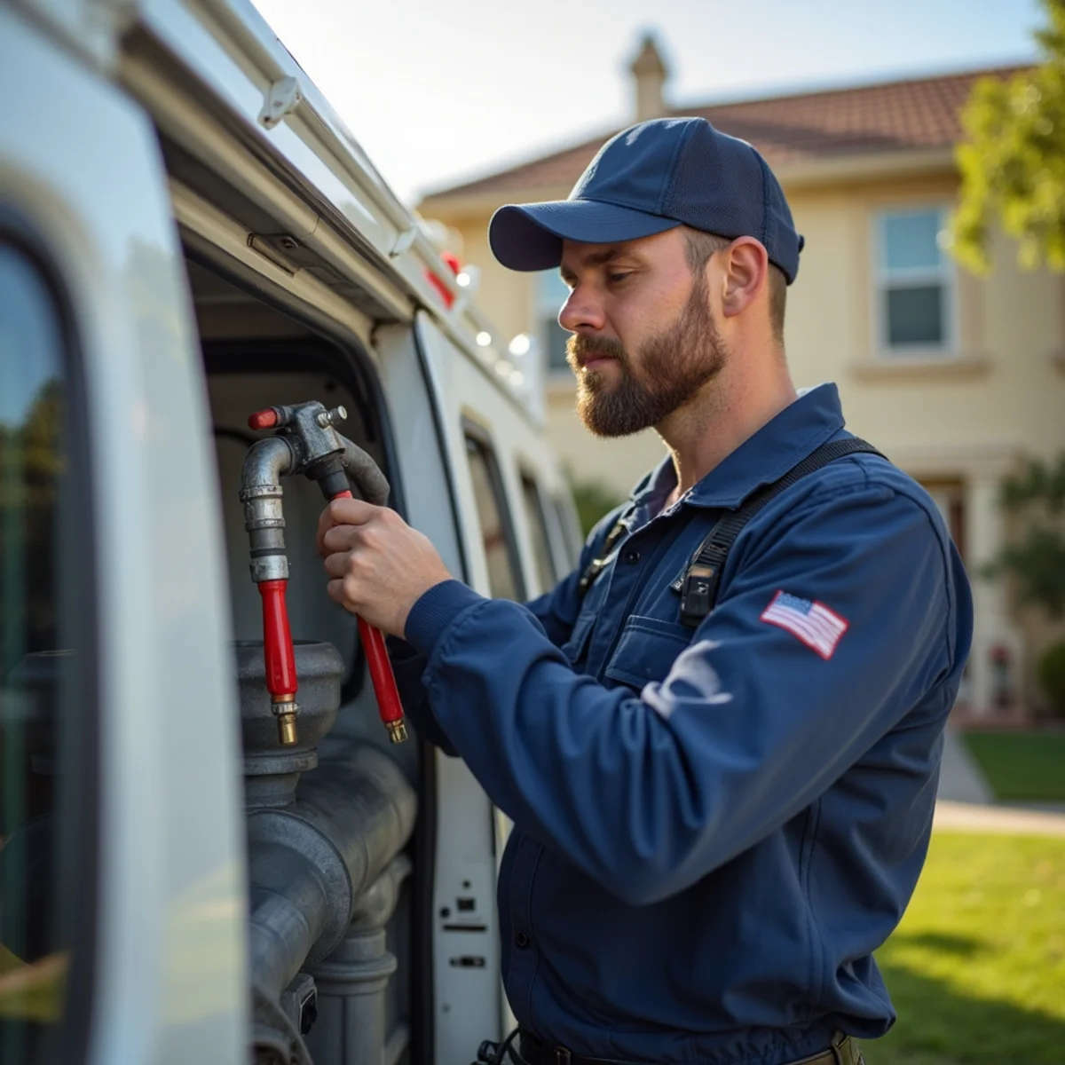 Plumber servicing a wine-country home in Temecula, CA