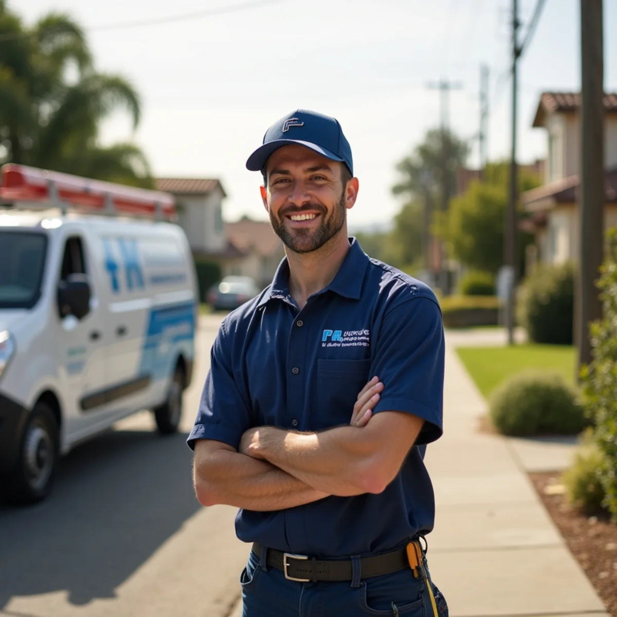 Residential plumbing service in a Tustin, CA neighborhood